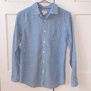 Cat & Jack boys blue button down shirt size Large 12/14